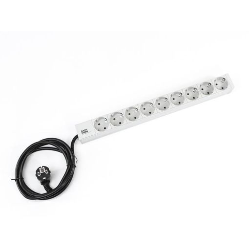 Fjöltengi 19" tölvuskáp (9) silfur, 2m + kló vörumynd - mynd 1 af 1