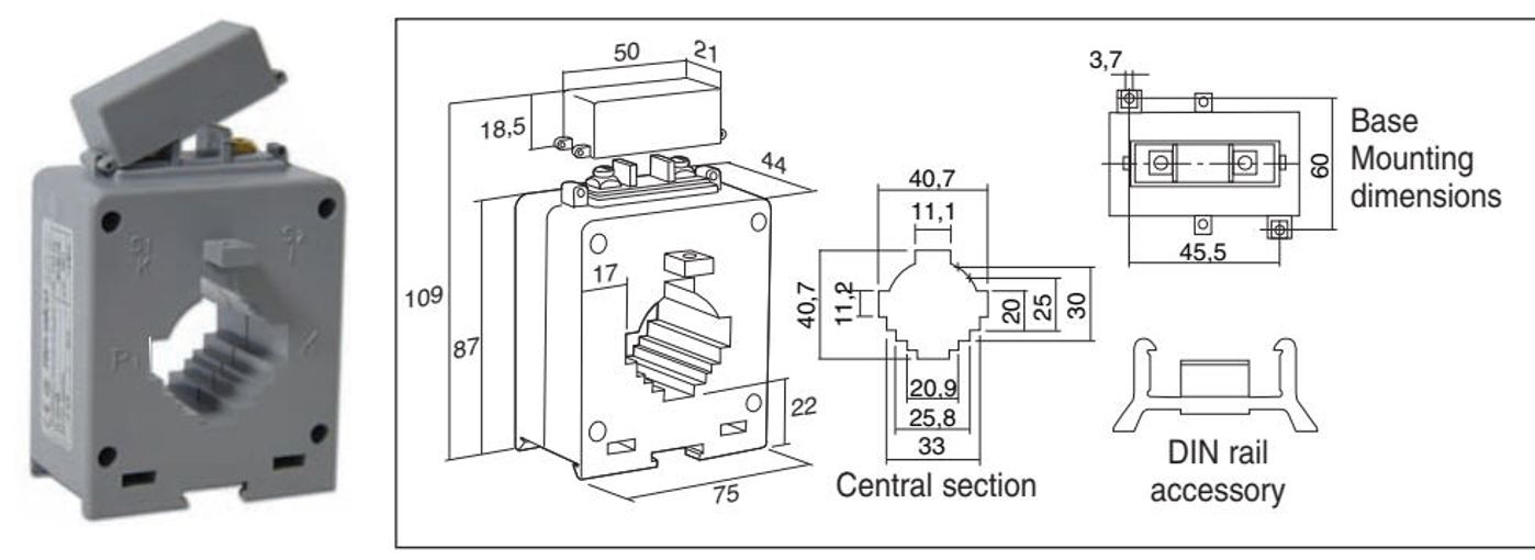 Straumspennir, 200 / 5 A, gat 32 / 40 x 10 mm vörumynd - mynd 1 af 2