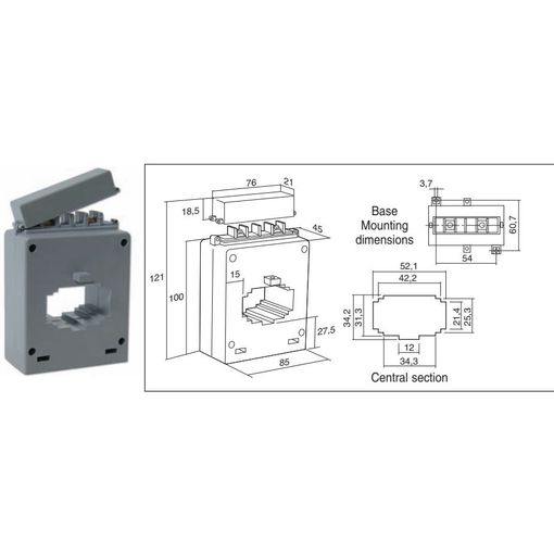 Straumspennir, 1000 / 5 A, gat 30 / 50 x 20 mm vörumynd - mynd 1 af 1