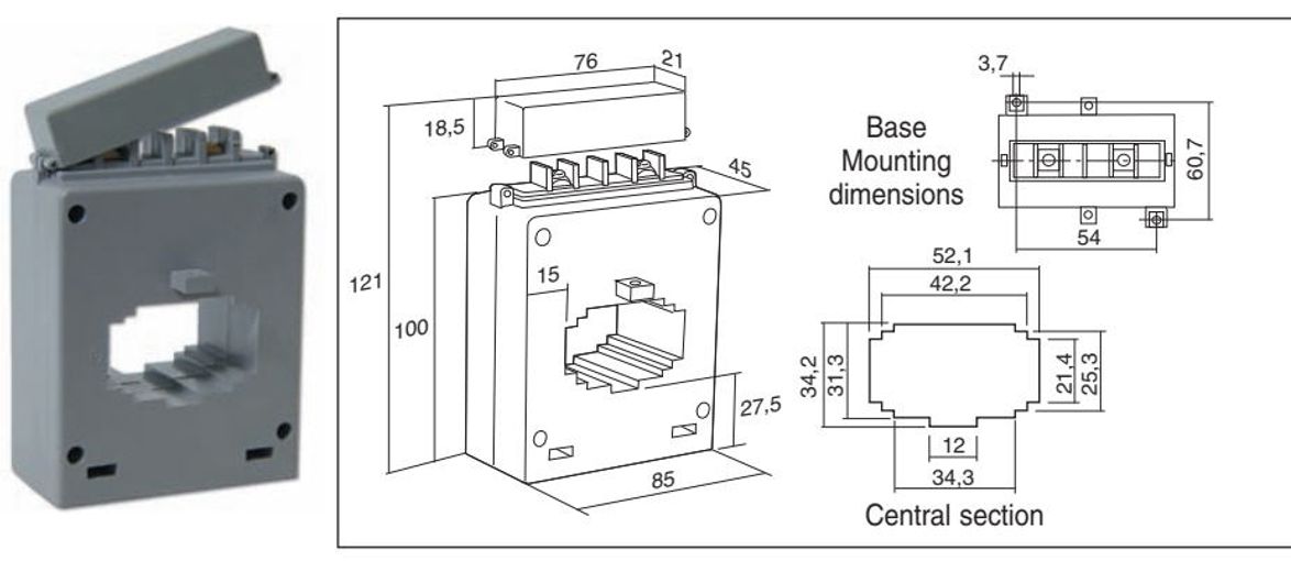 Straumspennir, 1200 / 5 A, gat 30 / 50 x 20 mm vörumynd - mynd 1 af 2