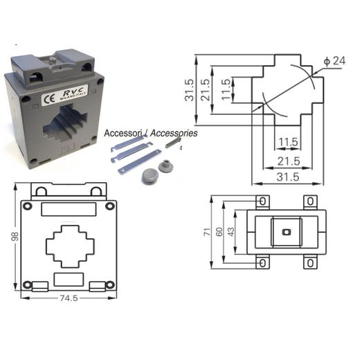 Straumspennir, 400 / 5 A, gat 32 / 30 x 25 mm vörumynd - mynd 1 af 2