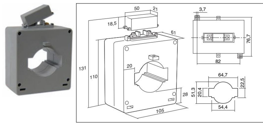 Straumspennir, 400 / 5 A , gat 50 / 60 x 20 mm vörumynd - mynd 1 af 2