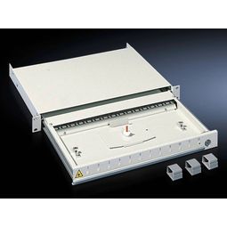 Tengiskúffa f. ljósleiðara 19", 1 HE, RAL 7035 vörumynd