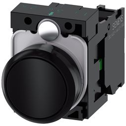 Þrýstihnappur fjaðrandi svartur, m. höldu og 1 NO vörumynd