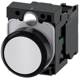 Þrýstihnappur fjaðrandi hvítur, m. höldu og 1 NO vörumynd