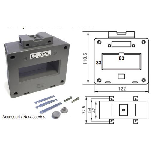 Straumspennir, 2000 / 5 A, gat 30 / 80 x 30 mm vörumynd - mynd 1 af 1