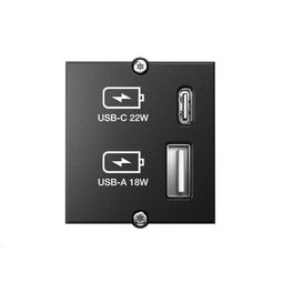 Hleðslueining 2xUSB A/C GST18 kló, 0,2m svört vörumynd