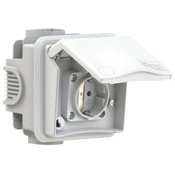 Tengill í dós Schuko 16A innfelldur IP44 hvítur vörumynd