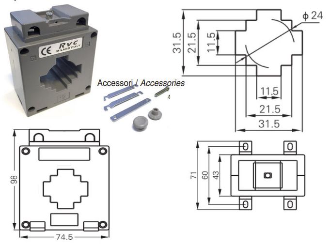 Straumspennir, 500 / 5 A, gat 32 / 40 x 10 mm vörumynd - mynd 1 af 1