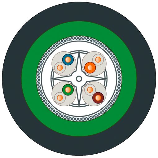 Netstrengur, IE FC TP  4x2, Cat6, jarðst. AWG24(s) vörumynd - mynd 1 af 1