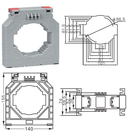 Straumspennir, 1250 / 5 A, gat 86 / 100 x 30 mm vörumynd - mynd 1 af 1