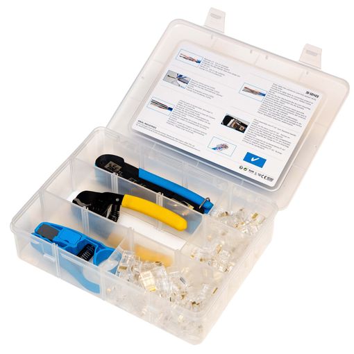 Tengisett - RJ45 gegnumgangs, 50 Cat.6 og 50 Cat.5 vörumynd - mynd 1 af 2