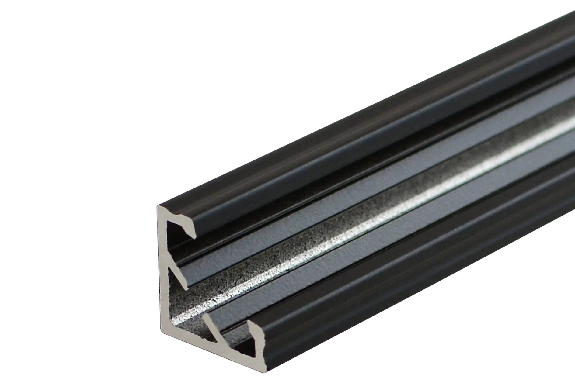 LED Prófíll P03 svartur í kverk 2m 14,85x14,85 mm - FOP03-2M-BL