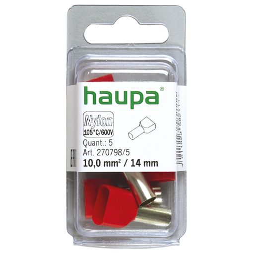 Endahulsa m. ein. 2x10mm²/12 rauð (5 stk) vörumynd - mynd 1 af 1