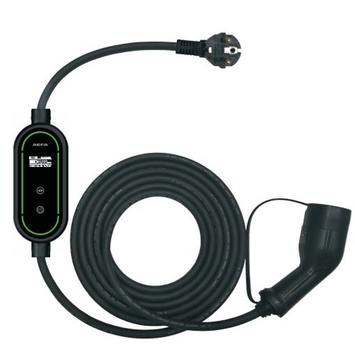 Hleðslutæki 1F, 2,3kW, T2, 5m, Schukló 10A Ferða vörumynd - mynd 1 af 2