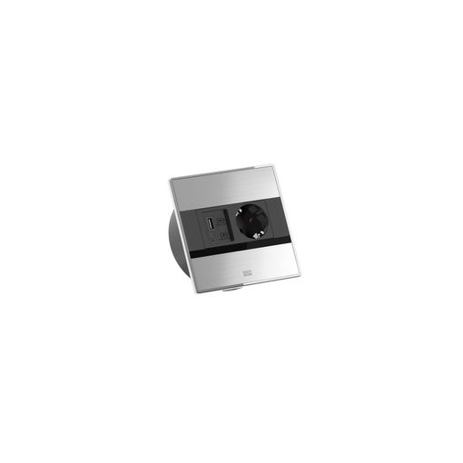 SENSE borðtengil (1) 1x USB A/C burstað stál, 2m  vörumynd - mynd 1 af 5