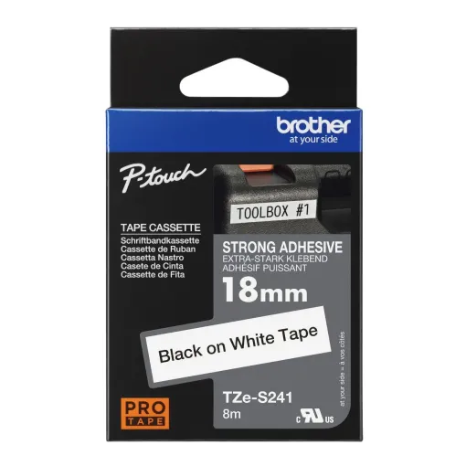 Brother límborði m/sterku lími svart á hvítu 18mm  vörumynd - mynd 1 af 1